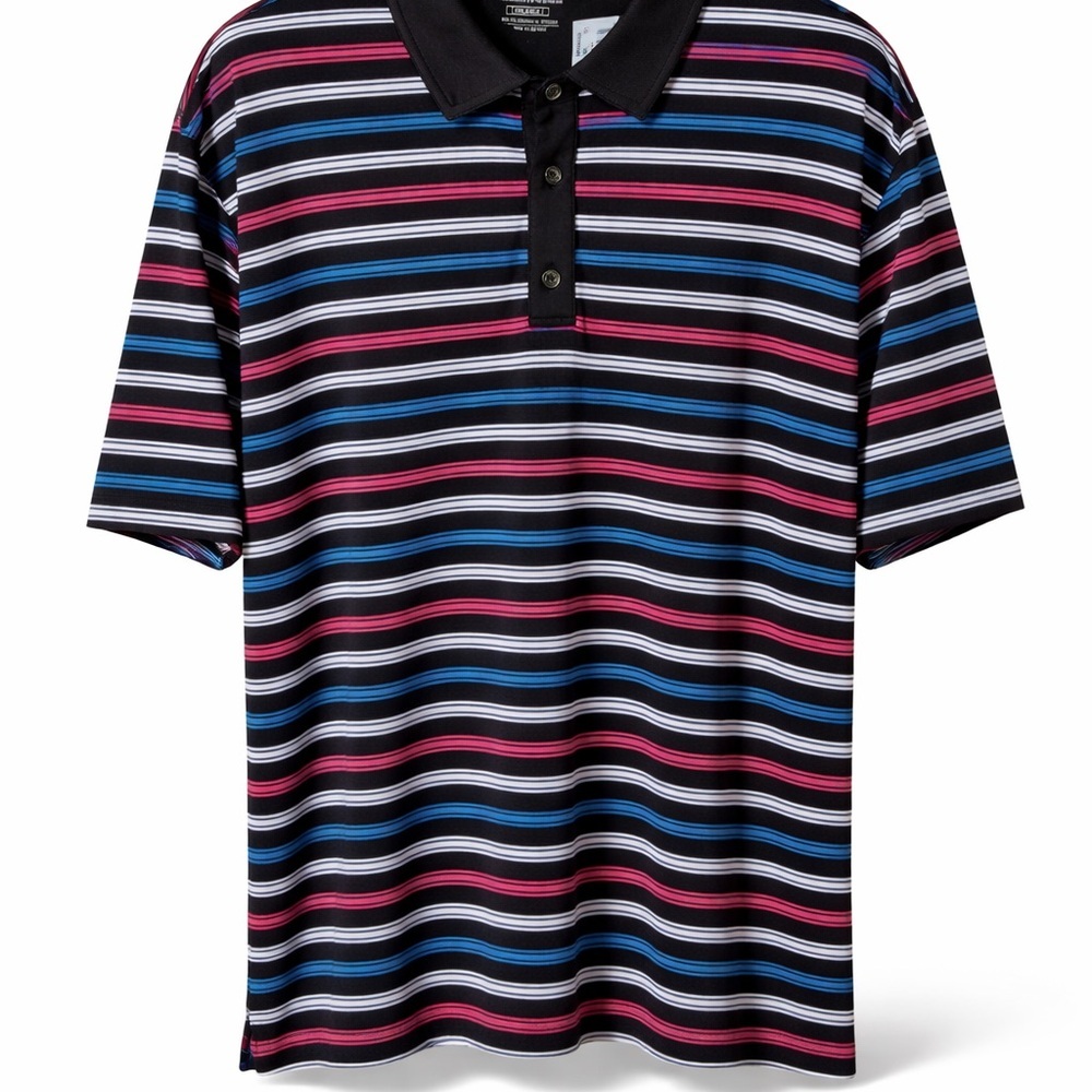Bobby Jones Brand Performance Striped Golf Polo XXL Black Pink Blue NWT